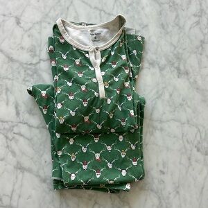 Roller Rabbit Green Reindeer Print Long-Sleeve Pajama Set